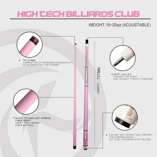 Professionele Billart- en Snookerkeu (2 stuks) - 12,9 mm Tip - 1/2 Gekoppeld - Geschikt voor Dames, Beginners en Gevorderden van Merkloos — afbeelding 2