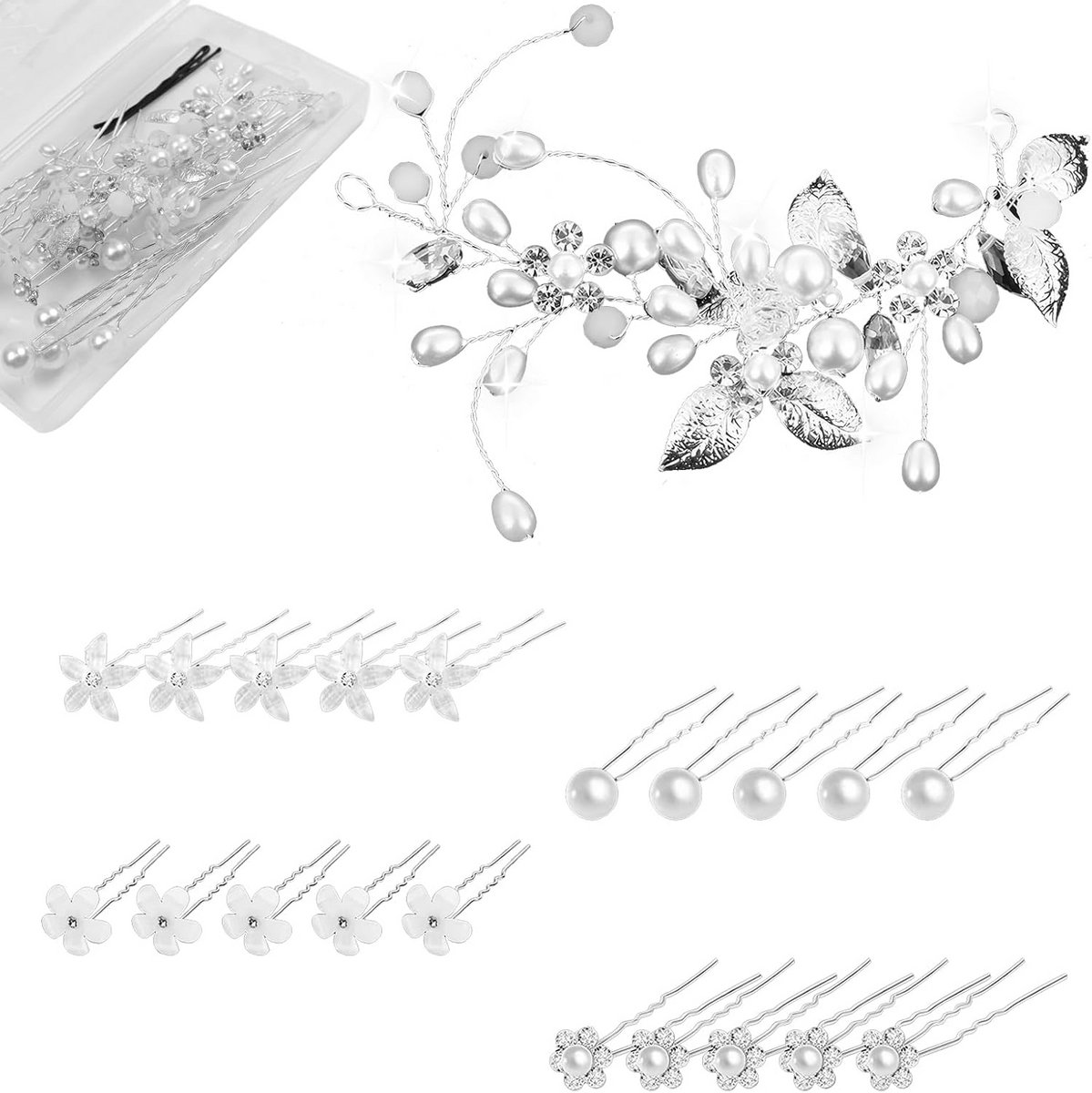 Elegante Haaraccessoires Bruid met Kristallen en Parelmoer Accent