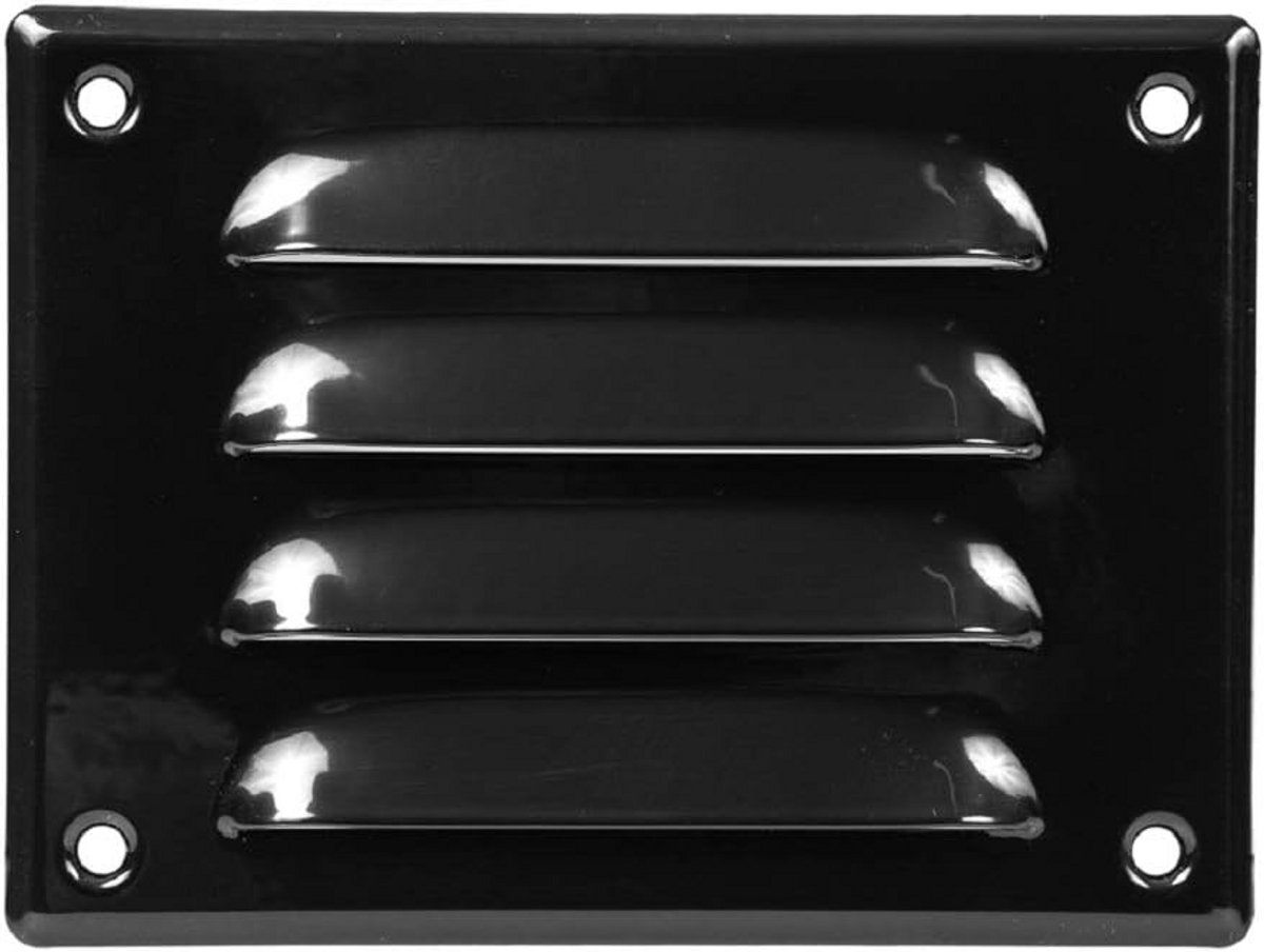 Ventilatierooster Zwart 140x105mm met Inbouwframe en Insectenhor - Toevoer en Afvoer - Metaal
