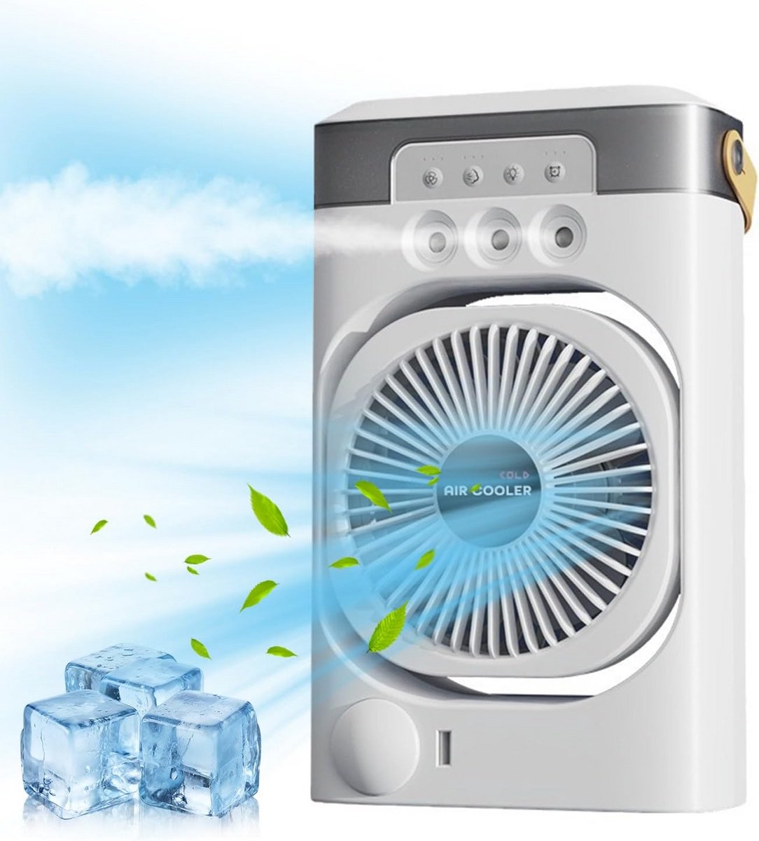 Draagbare Luchtkoeler met Verdamping, Verfrissende Mini Ventilator met LED en Timer