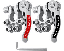 2 stuks klemmen voor accu's, auto aansluitingen, schroefbelasting, positieve en negatieve aansluiting, poolklemmen, geschikt voor auto's, vrachtwagens, boten en motoren