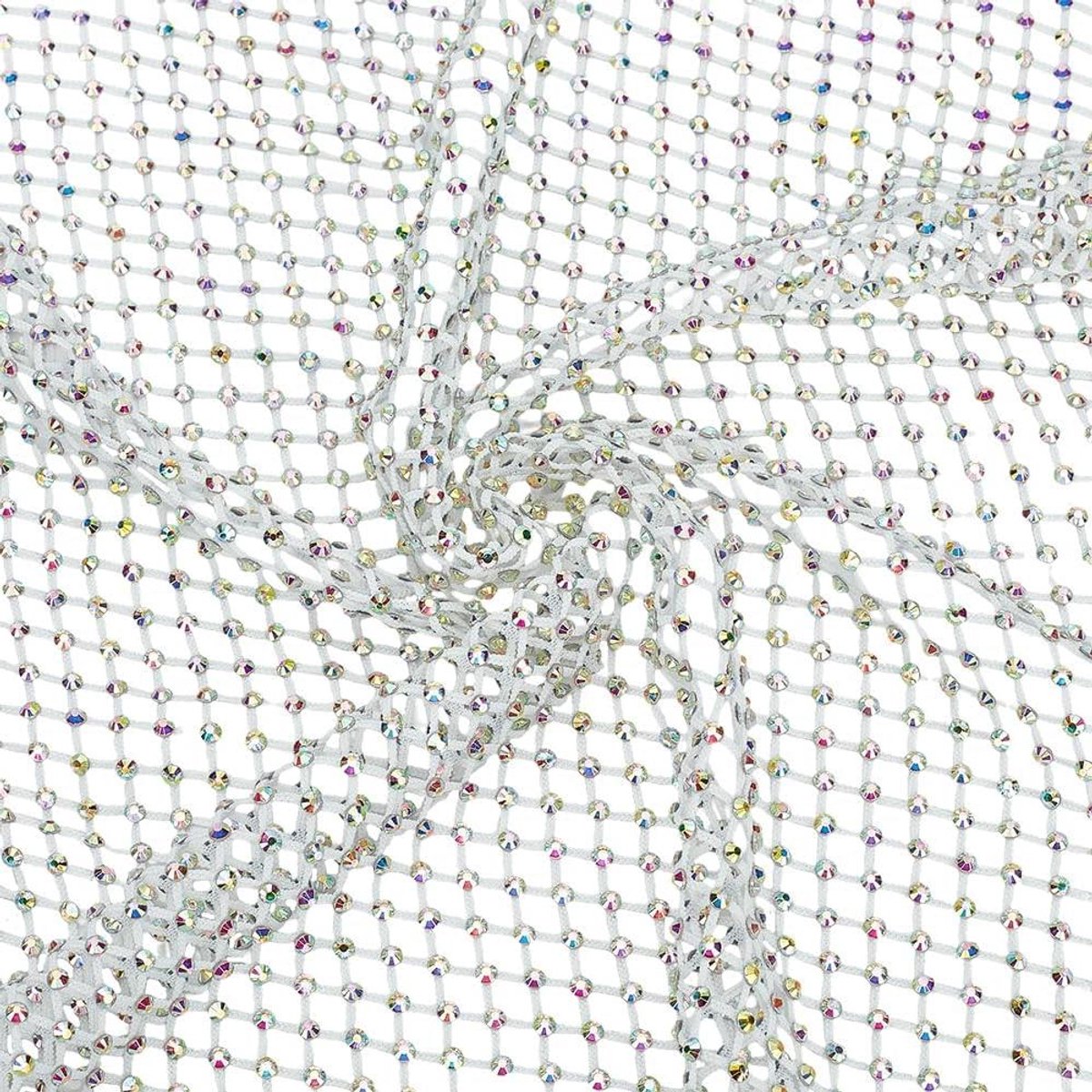 Strass Stof - Wit - Zachte en Elastische Mesh - 40x30 cm - Sprankelende Crystal - Visnet en Knipsel Stof