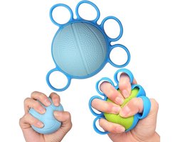 Vinger Trainingsbal - Grip Bal Handtherapie Knijpbal - Stressverlichting Bal - Hand Grip Kracht Trainer - blauw