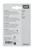 Verpakking met informatie over ronde, rode Carpoint reflectoren van 70 mm.
