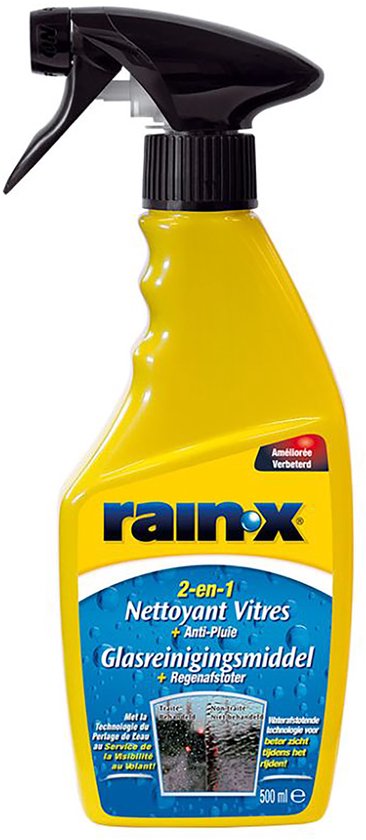 Rain-X 2-in-1 Ruitenreiniger & Regenafstotend 500ml – Reiniging Zonder Strepen – Regen Parelt Direct Af – Snel & Effectief Gebruik