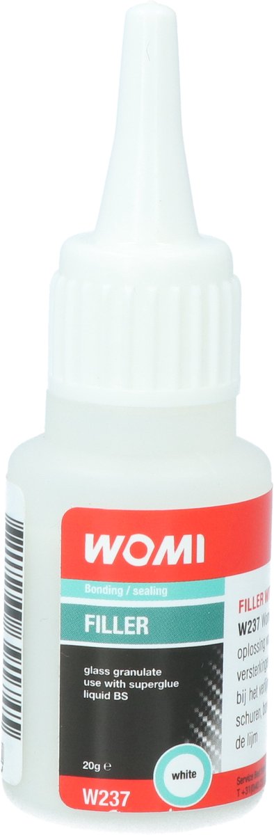 Womi Vulstof W237 – 20 g Wit – Sterke Kunststofreparatie – Strakke Afwerking – Duurzame Hechting