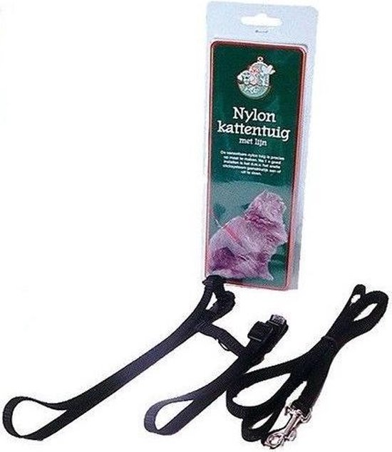 Nylon Kattentuig Met Lijn Zwart