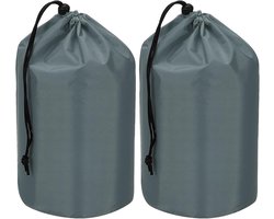 Stuff Sack - 2Pcs - 12.7 x 25.5cm - Waterproof Outdoor Dust Bag - Portable Drawstring Dust Valve Bag - Lightweight Sleeping Bag voor Camping Hiking Travel - Dark Grey