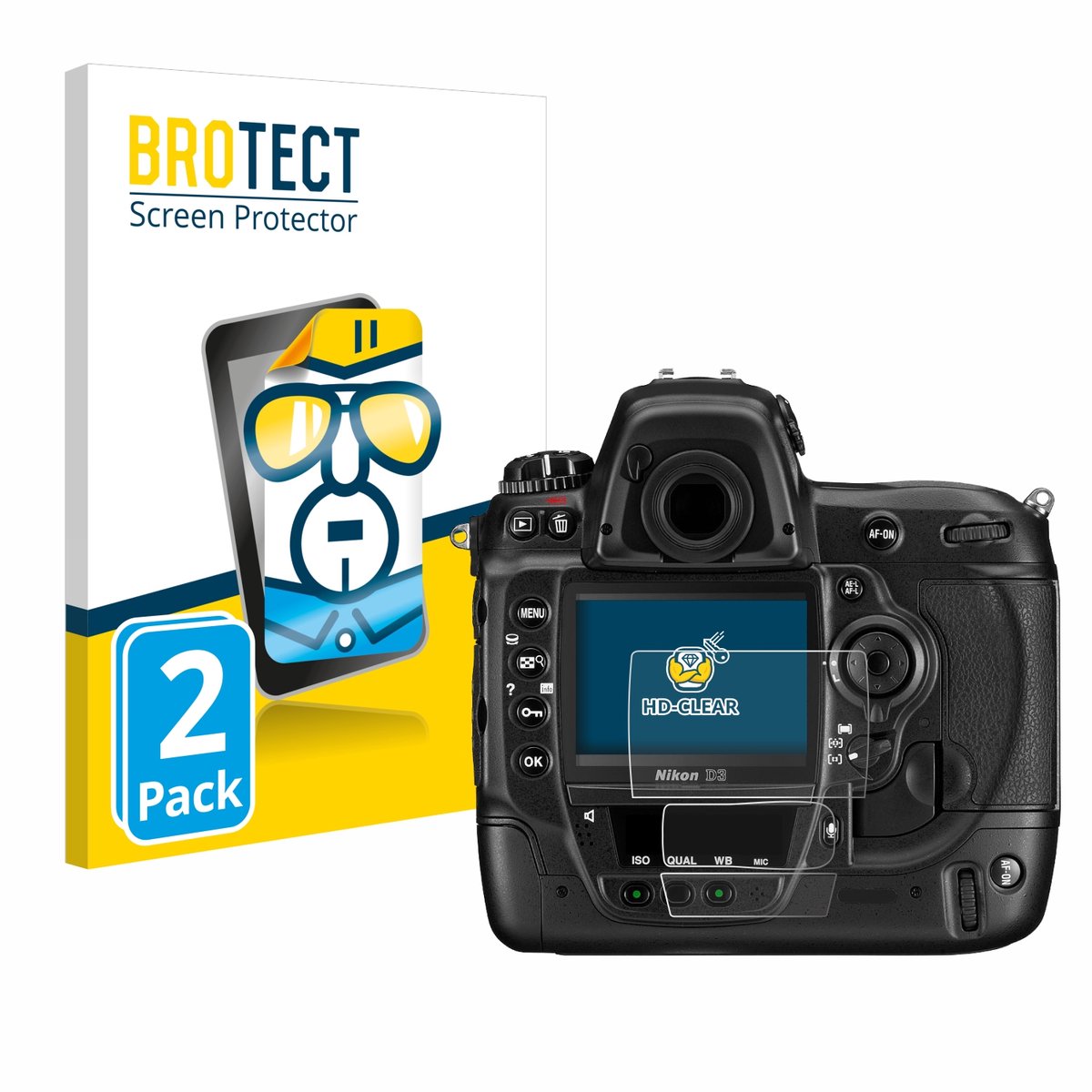 BROTECT - Screenprotector voor Nikon D3 - Folie Beschermfolie transparant 2 Stuks