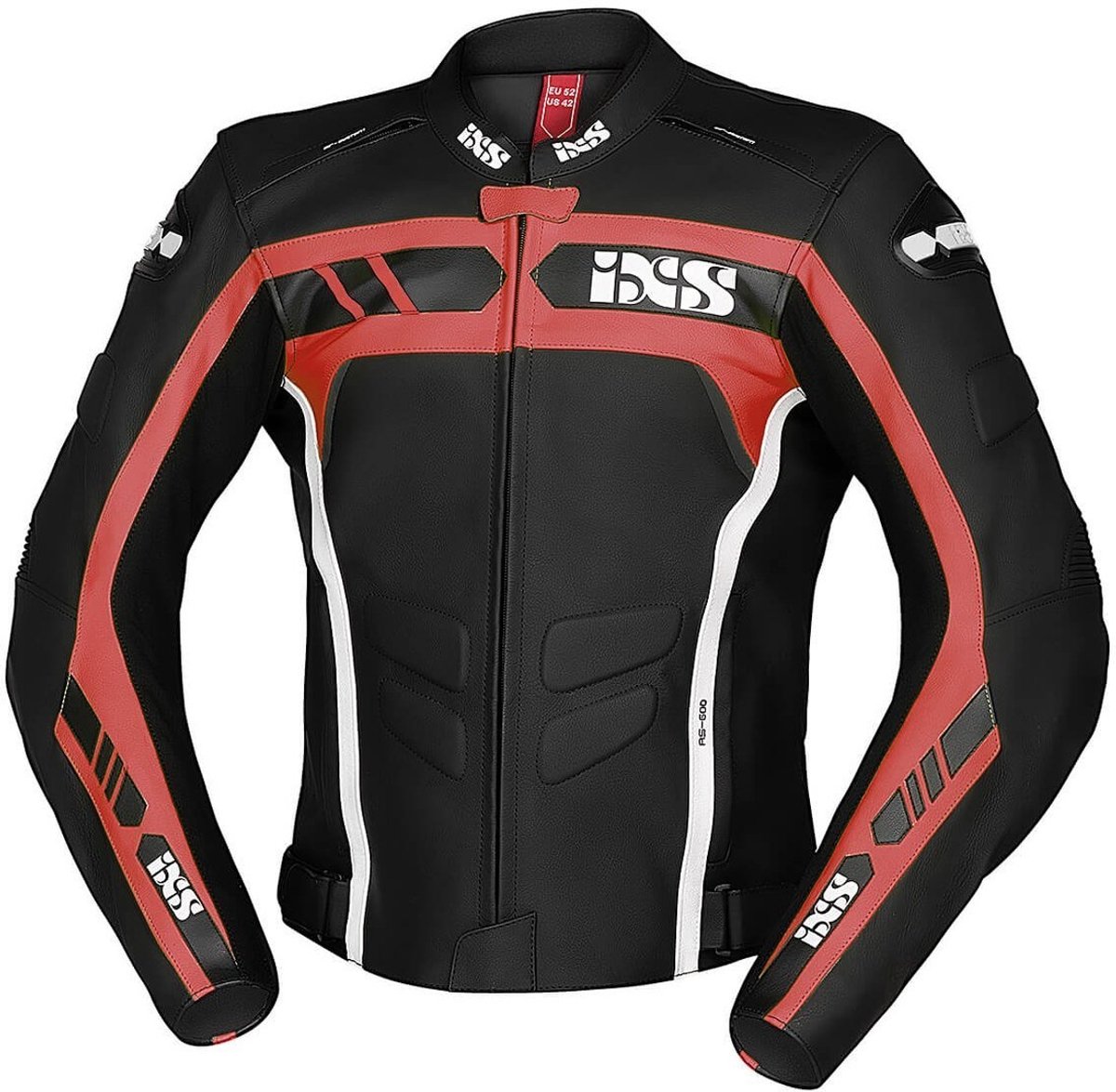 IXS Sport RS-600 1.0 Zwart Rood Wit Leren Motorjas - Jas
