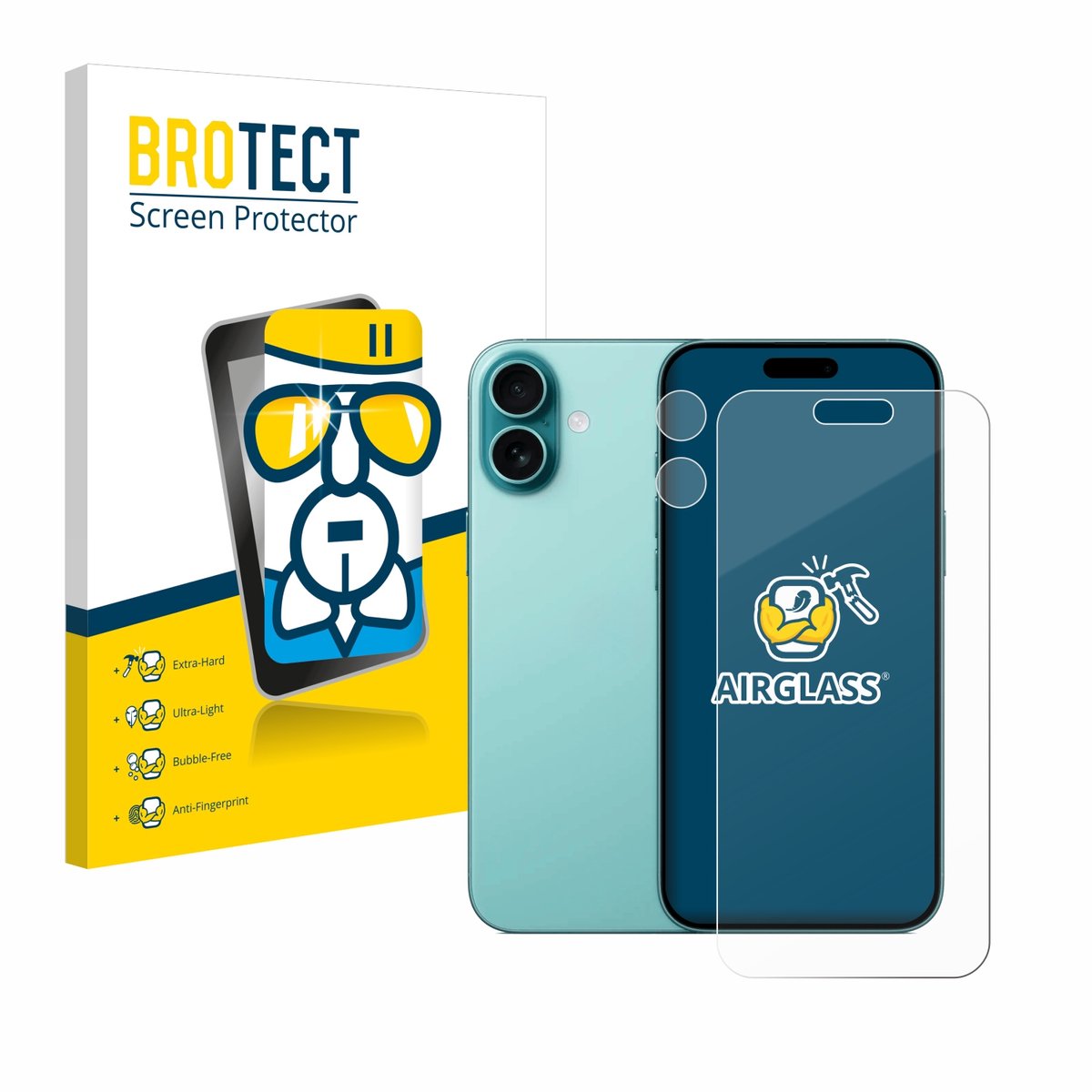 Screenprotector voor Apple iPhone 16 Plus (Voor+Camera) Beschermglas transparant
