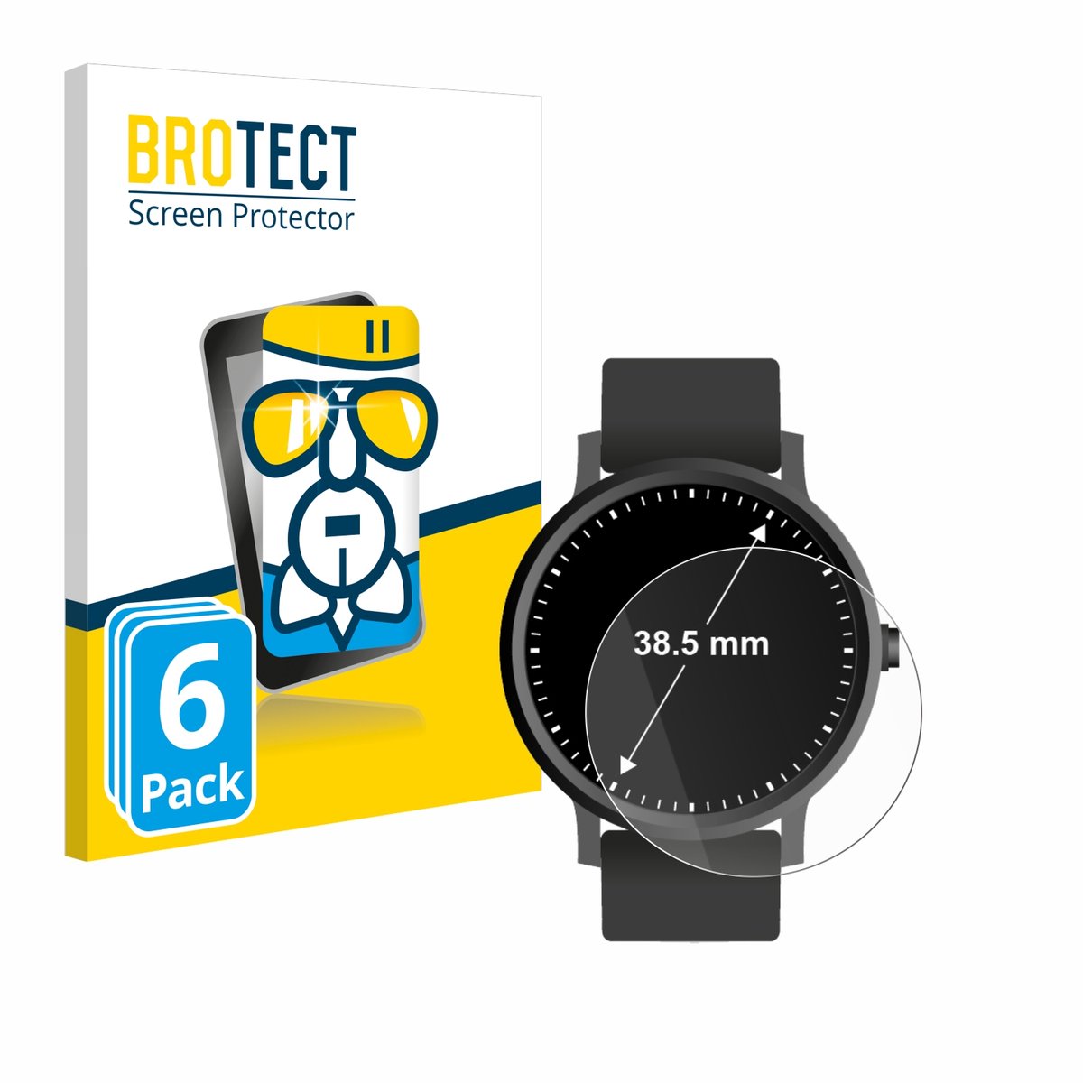 Screenprotector 6 Stuks voor Horloges (Rond, ø: 38.5 mm) Beschermglas transparant