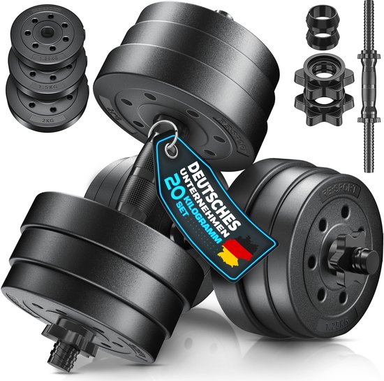 RE:SPORT Halterset van 2 verstelbaar 15/20/30/40 kg | Korte halters met gewichten & 4 stersluitingen | Fitness halterset voor spieropbouw, workout & thuis trainen