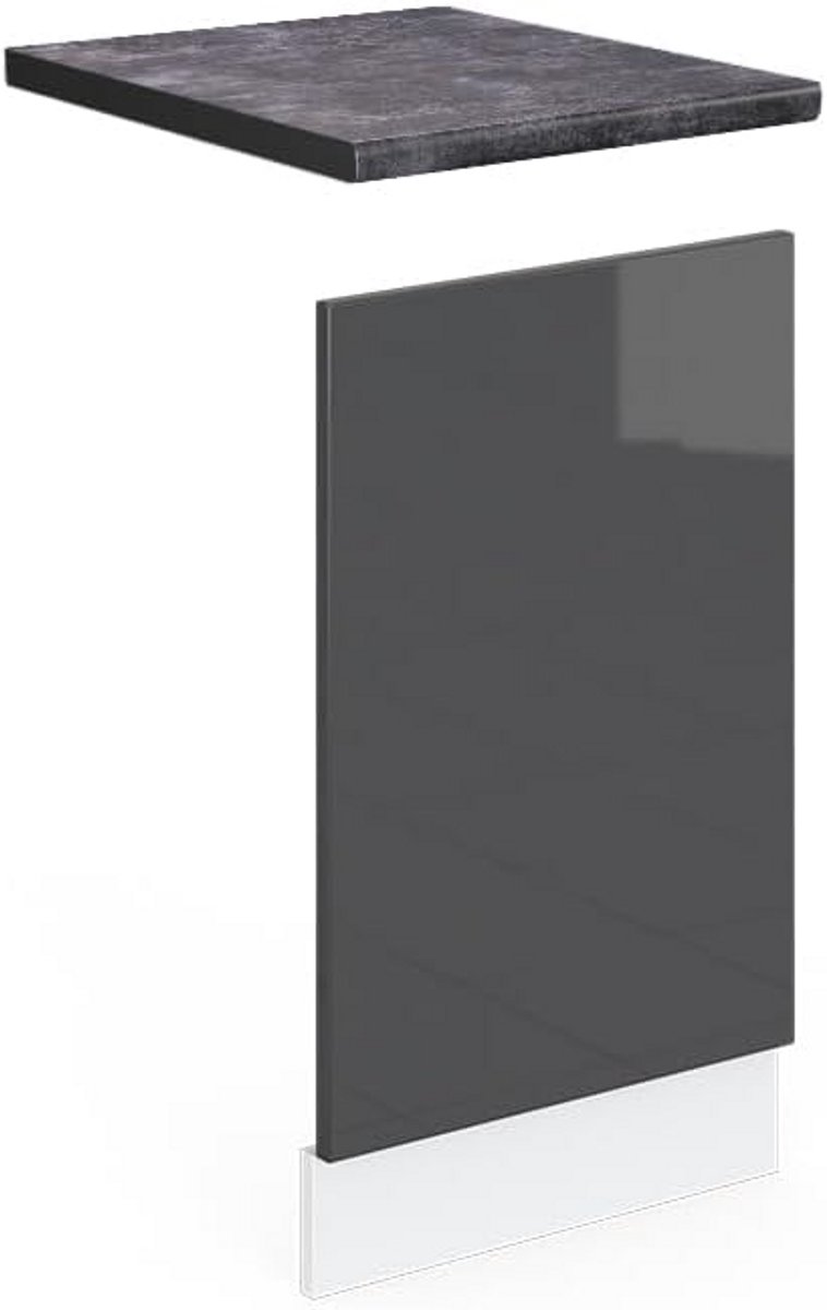 Frontpaneel met Werkblad voor Vaatwasser Antraciet Hoogglans Wit 45 cm