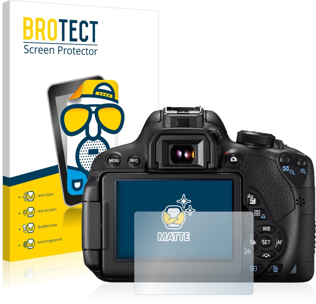 BROTECT - Screenprotector voor Canon EOS 700D - Folie Beschermfolie matte 2 Stuks