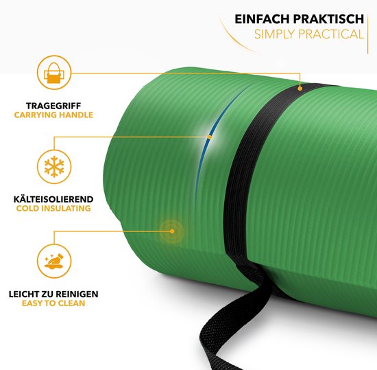 Yoga mat groen 1 cm dik van Tunturi — afbeelding 4