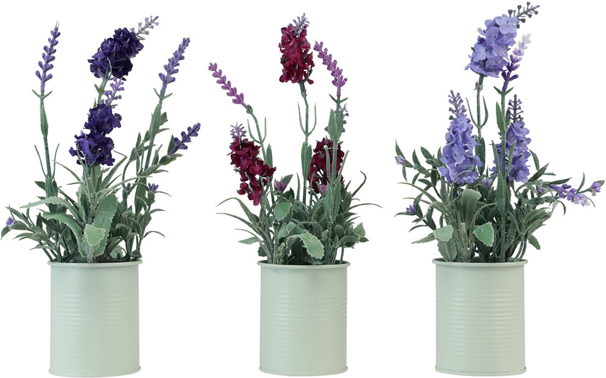 Lavendel in Pot Kunst Paars Roze Licht Paars H26cm 3st, 3 Stück
