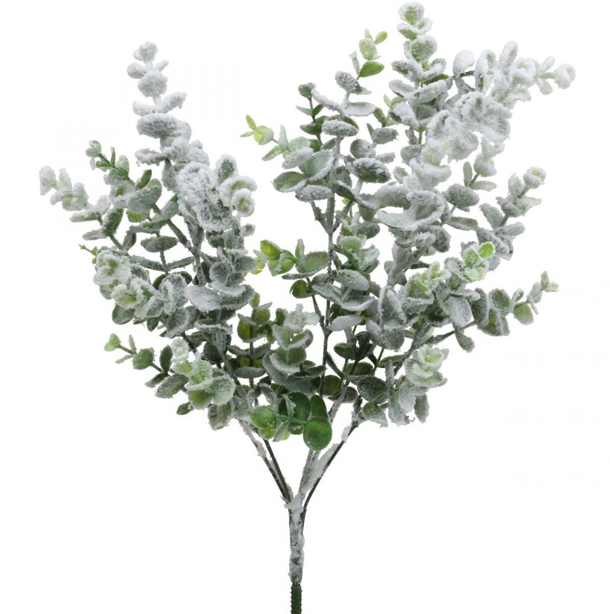 Viana Kunst eucalyptus tak besneeuwd deco tak eucalyptus Kerst 48cm groente