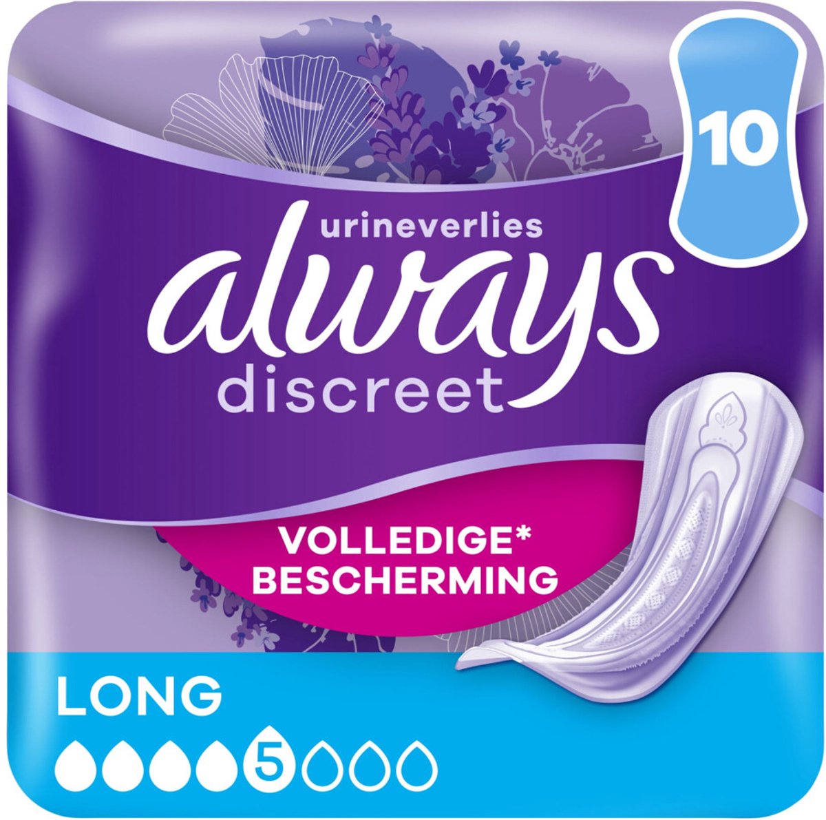 Always Discreet incontinentieverband lang (maat 5) 10 stuks