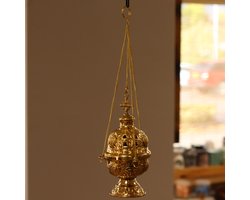Wierookbrander met ketting messing 16,5 cm