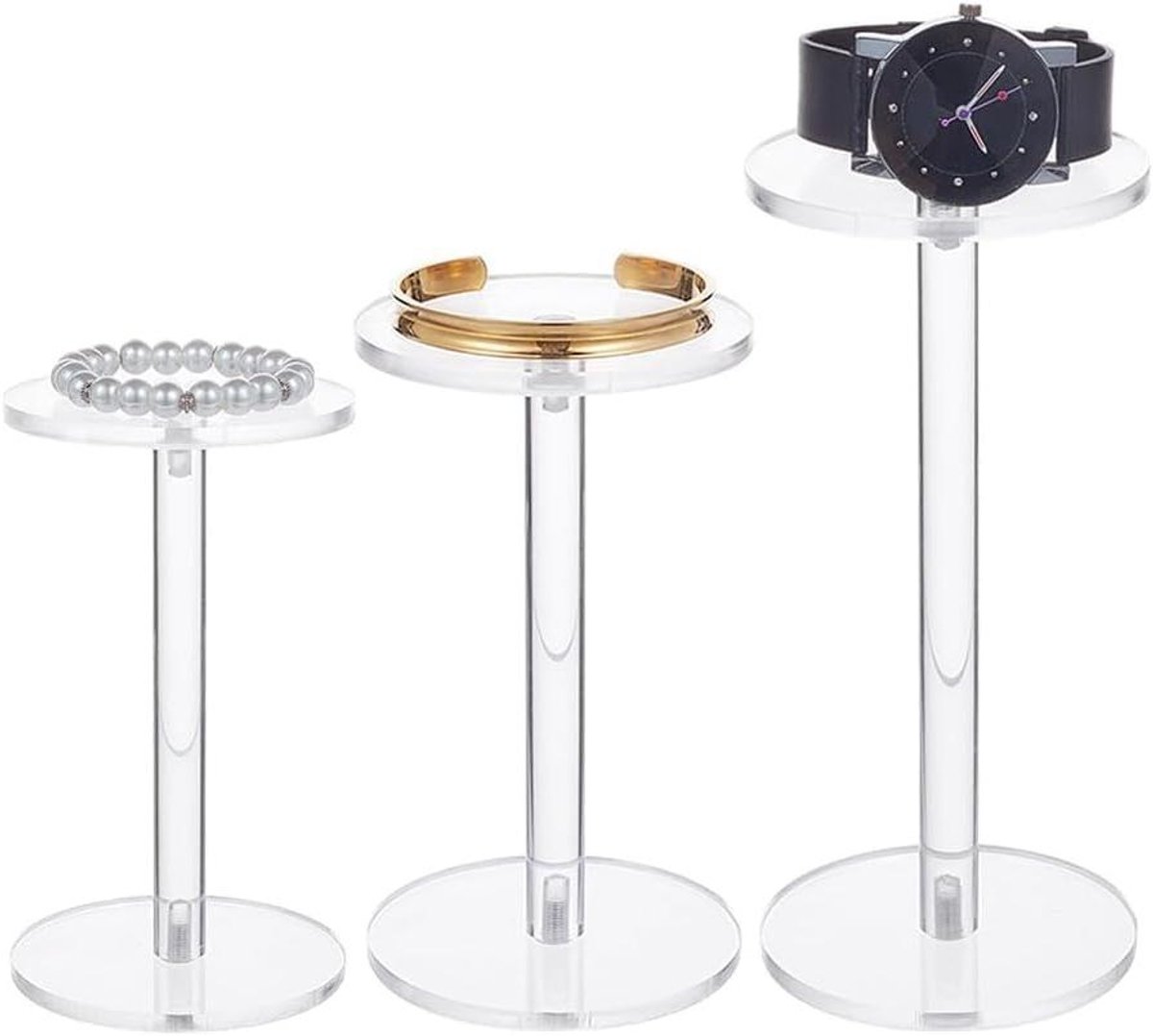 Ronde display standaard voor sieraden en fotografie - set van 3 maten.