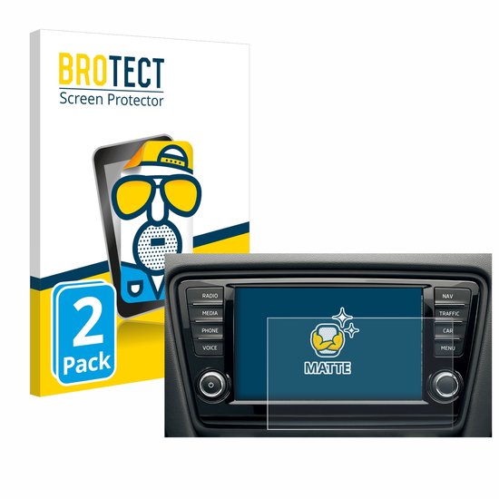 BROTECT - Screenprotector voor Skoda Octavia 8004-ANL 2016 Infotainment System 2016 - Folie Beschermfolie matte 2 Stuks