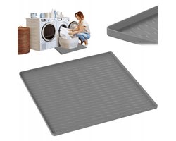 Wasmachine Mat - Anti-lek Mat voor Wasmachine & Koelkast - Vloerbeschermmat - Grijs Silicone 60x60cm - Verhoogde Rand & Antislip