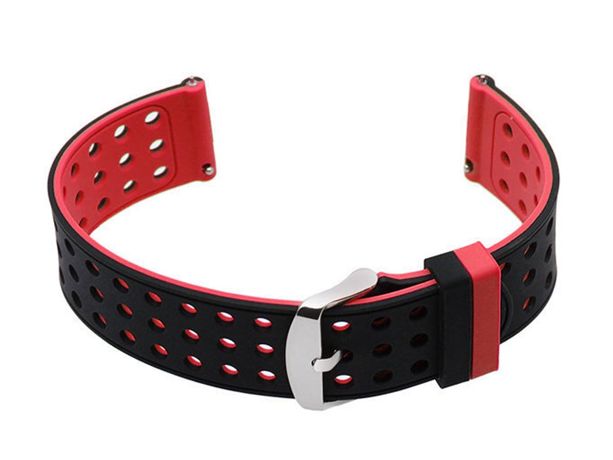 U12 Rubber Horlogeband Zwart-Rood - 20mm