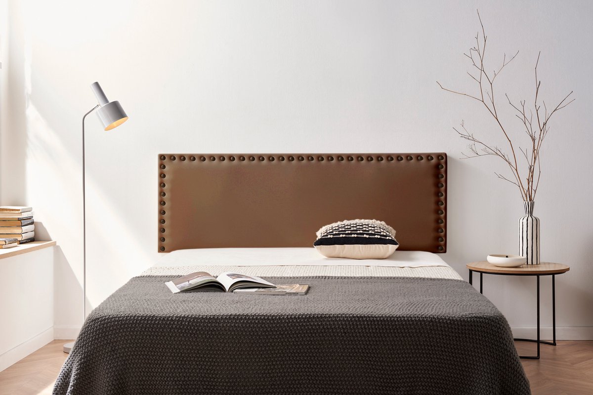 Moonia Hoofdbord - Kunstleer - Bruin - Elegant en Duurzaam - 115x55x8 cm - Inclusief Muurschroeven