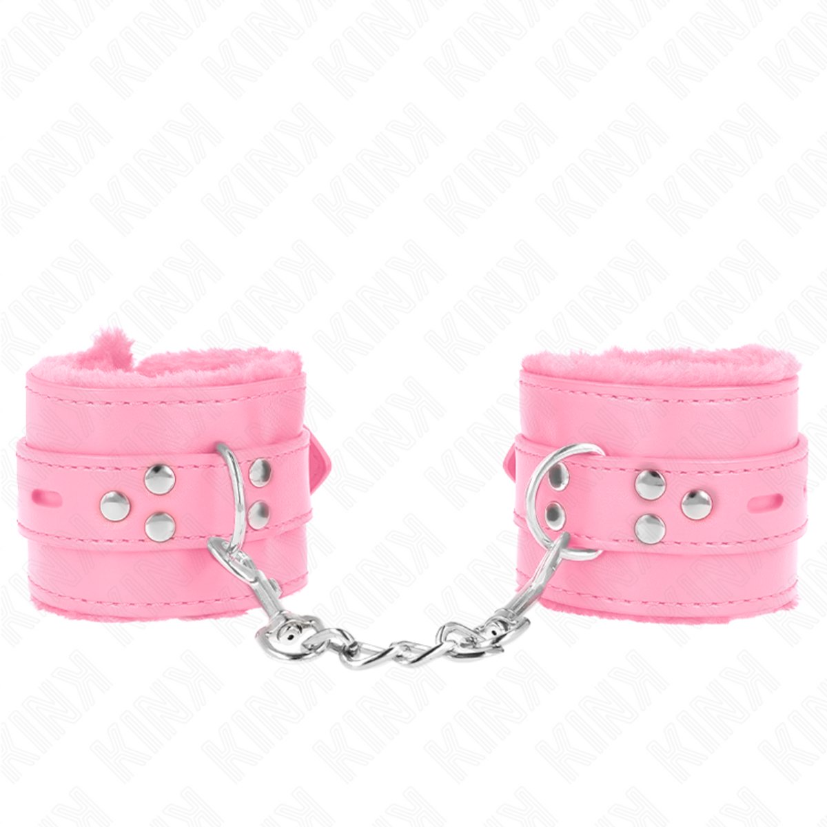 Kink - Fur Lined Wrist Restraints With Square Holes Pink And Pink Belt Adjustable 17-29 Cm X 6 Cm