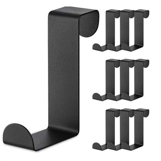 Porte-manteaux noirs mats en métal, un grand et neuf plus petits.