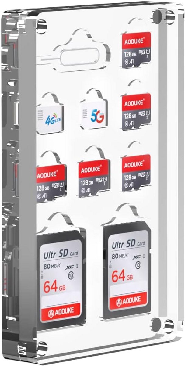 Transparante Opberghouder voor 10 SIM-kaarten en Micro SD Kaarten