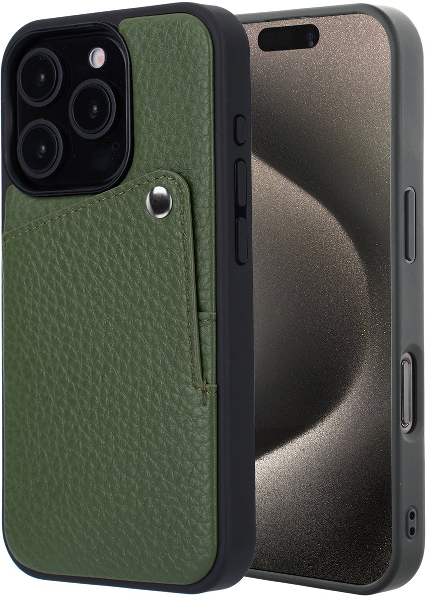 Selencia Hoesje - Geschikt voor Apple iPhone 15 Pro - Backcover met Pashouder - Sage Green