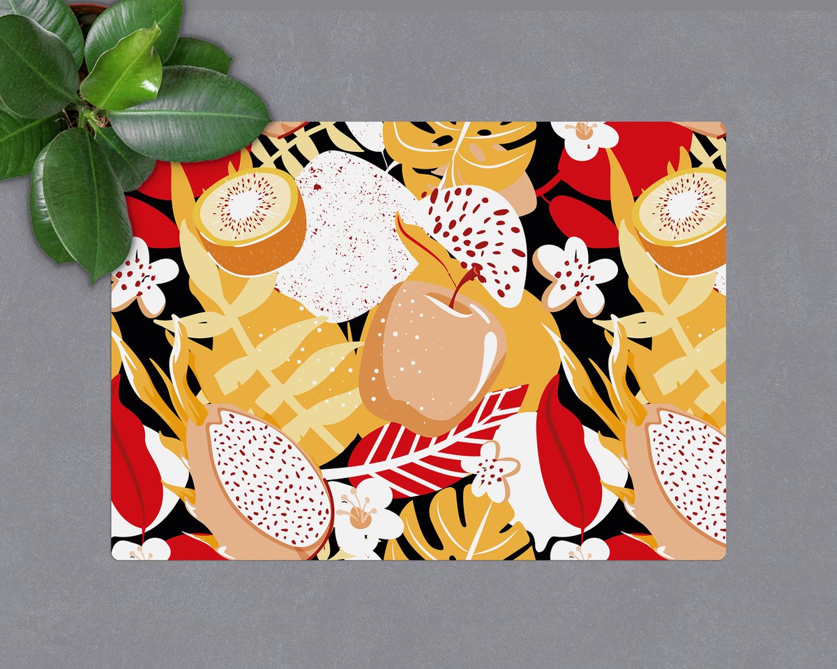 Coloray Vloerbeschermer - Zonnige fruitcompositie Vloerbeschermer Tapijt - 140x100 cm - Veelkleurig Bureaustoelmat - Vloerbeschermer Vinyl - PVC Vloerbeschermer - Rechthoekige Mat - Natuur Thema