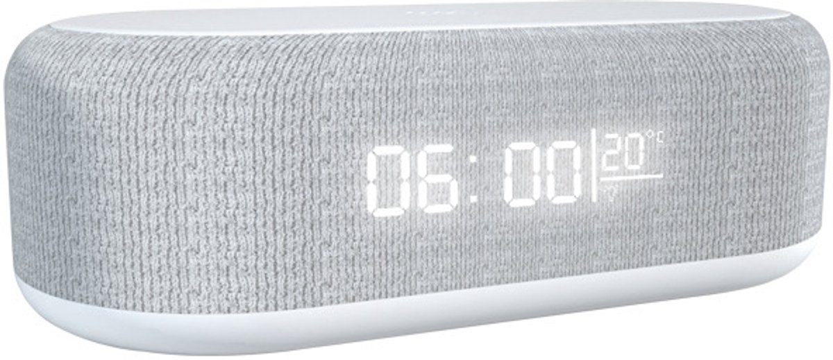 longziming -3-in-1 Digitale Wekker met Bluetooth Speaker & 15W Draadloze Oplader – Nachtkastje met Klok, Temperatuurweergave en Sfeerverlichting