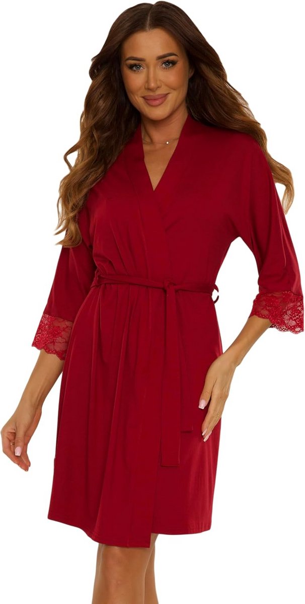 Elegante Kanten Ochtendjas voor Dames - Knielang en Zacht Viscose