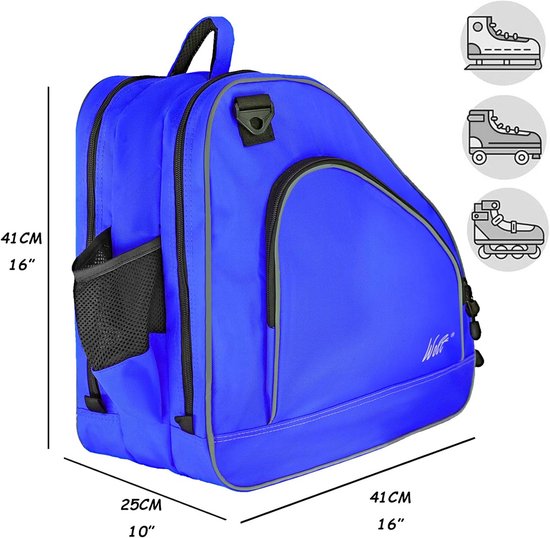 Rollertas Voor Skates – 39x38x20 Cm, Blauw, Met Handvat En Schouderriem – Voor Rolschaatsen En Schaatsen