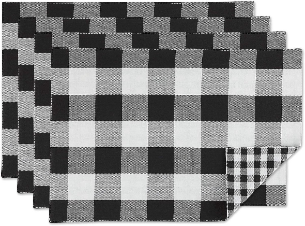 Set van 4 Katoenen Placemats - Ruitpatroon - Tafelbeschermers voor Diner en Feest