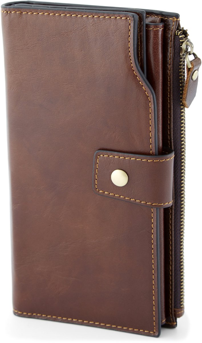 Vintage Bruine RFID Leren Portemonnee
