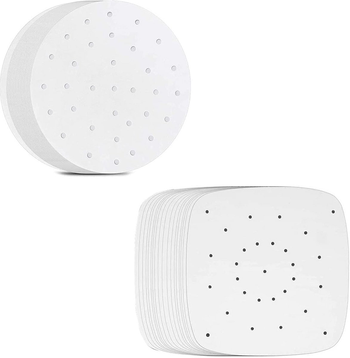 200 Stuks Airfryer Bakpapier Rond en Vierkant - Hittebestendig en Antiaanbak
