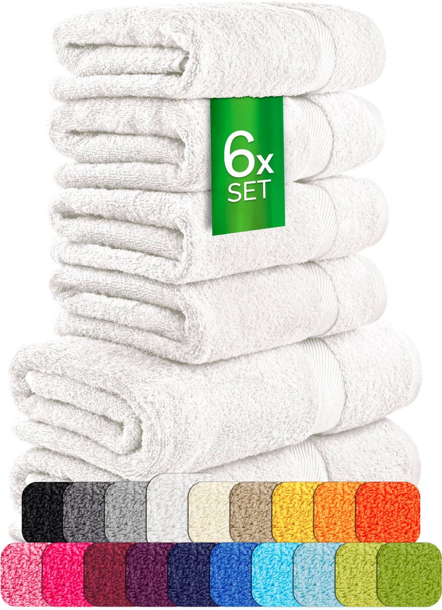 etérea Carli handdoekenset 6-delig – wit – 100% katoen – 500 g/m² – OEKO-TEX Made in Green