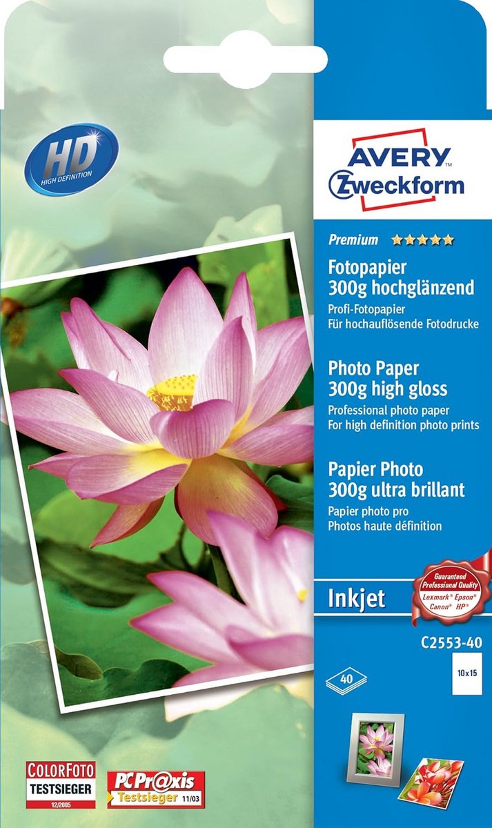 Hoogglans Fotopapier Inkjet 10x15 cm 300g/m² 40 Vel