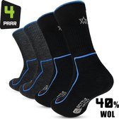 94activewear Chaussettes en Laine Mérinos Homme 4 paires - Taille 40/45 - Chausettes thermique Laine Mérinos - Chaussettes de marche - Chaussettes de plein air - 40% Laine Mérinos - Pieds chauds et secs - Zwart