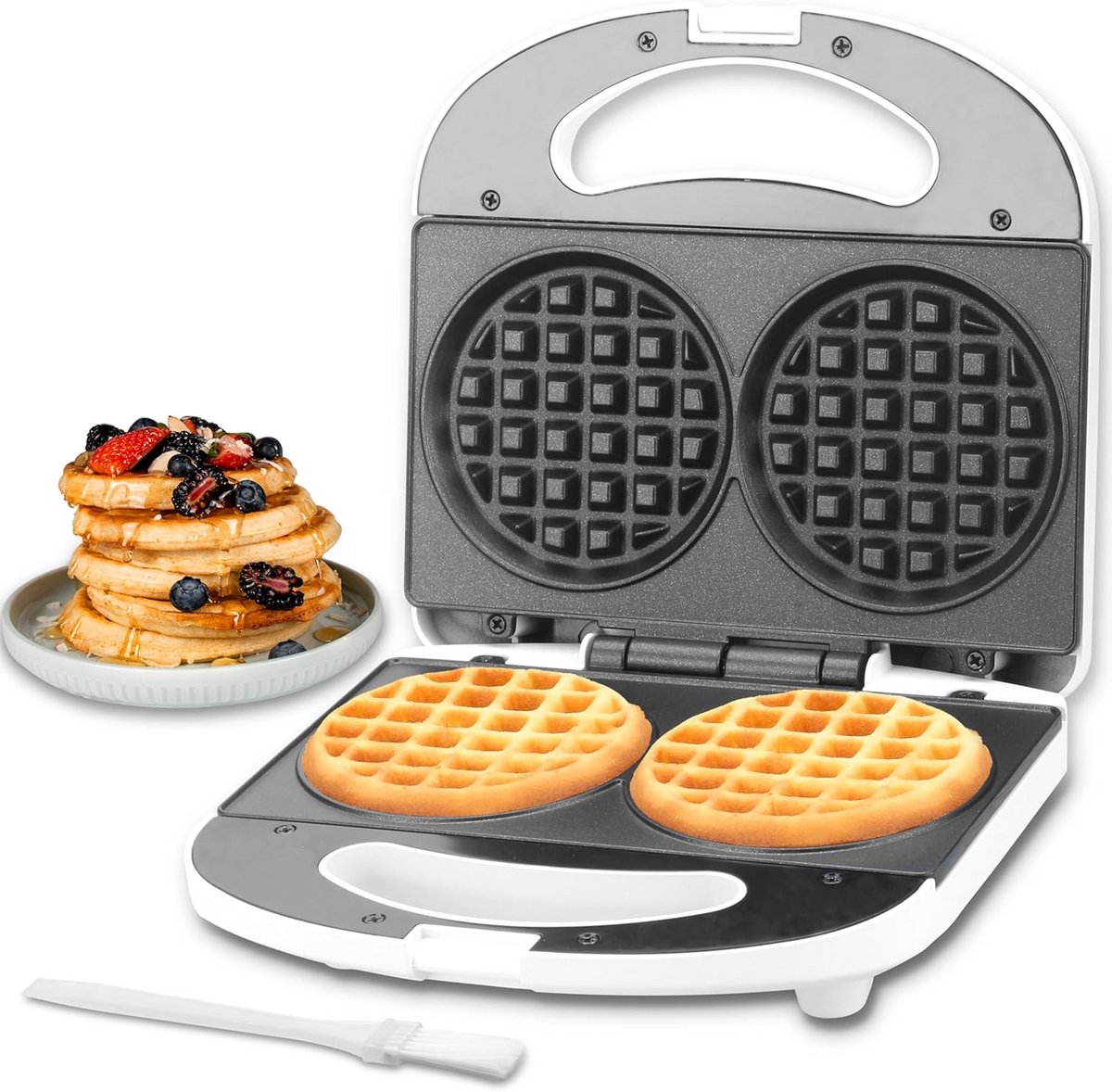 Mini Wafelijzer voor 2 Klassieke Wafels - Compact & Antiaanbaklaag