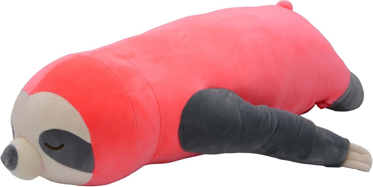 Luxe Sloth Knuffelkussen - Zijslaperkussen en Verpleegkussen - Extreem Zacht XXL Pluche Speelgoed - Roze Kinderkussen 75 cm