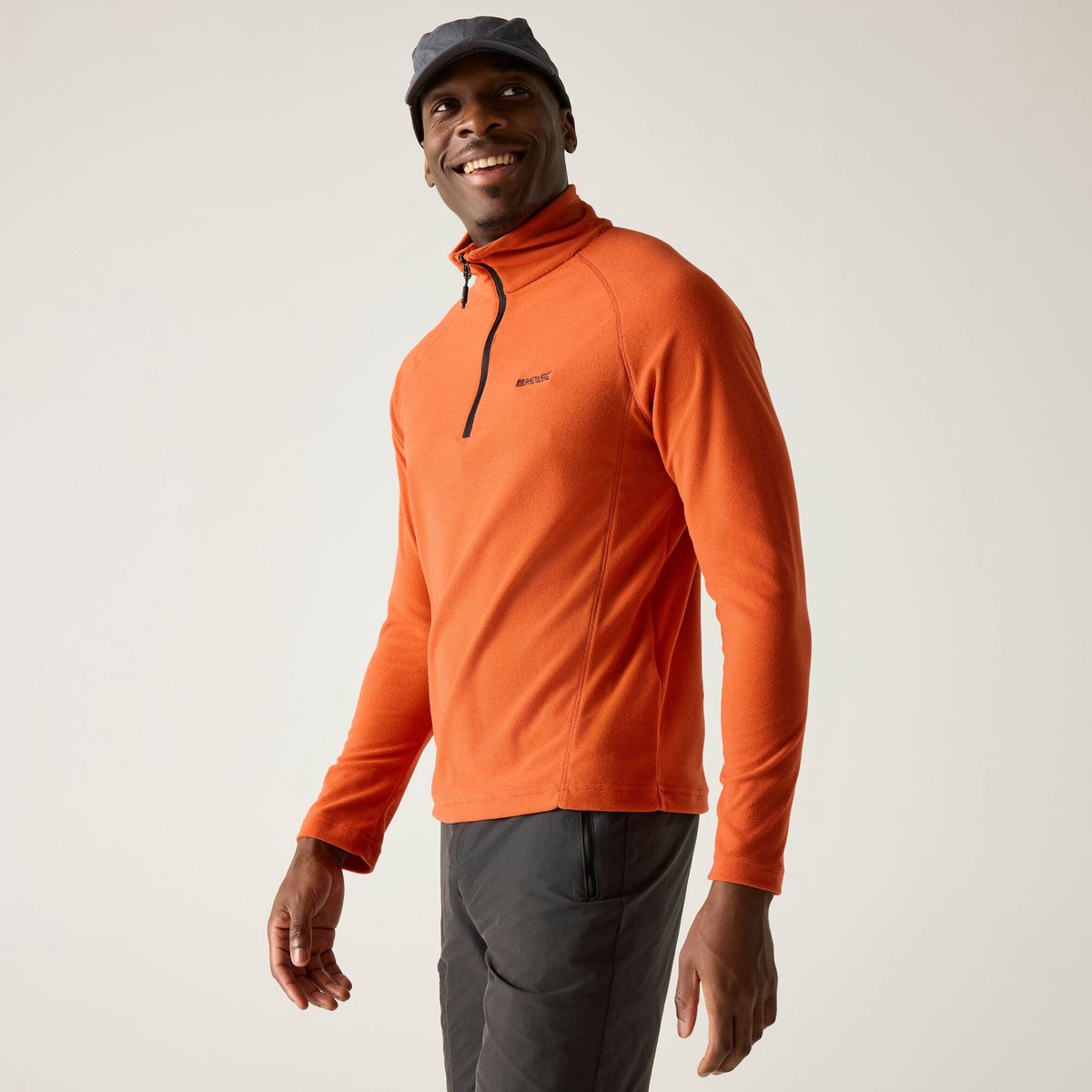 Montes Heren Lichtgewicht Fleece met Halve Rits voor Wandelen Oranje