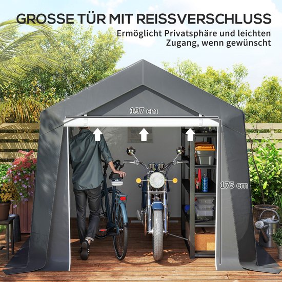Outsunny Garden Storage Tent-Staal, PE-302L x 300B x 235H cm-Donkergrijs van Merkloos — afbeelding 2