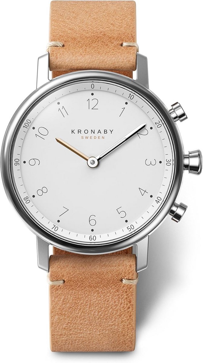 Dames Hybride Smartwatch Beige Zilveren Horlogeband Analoog