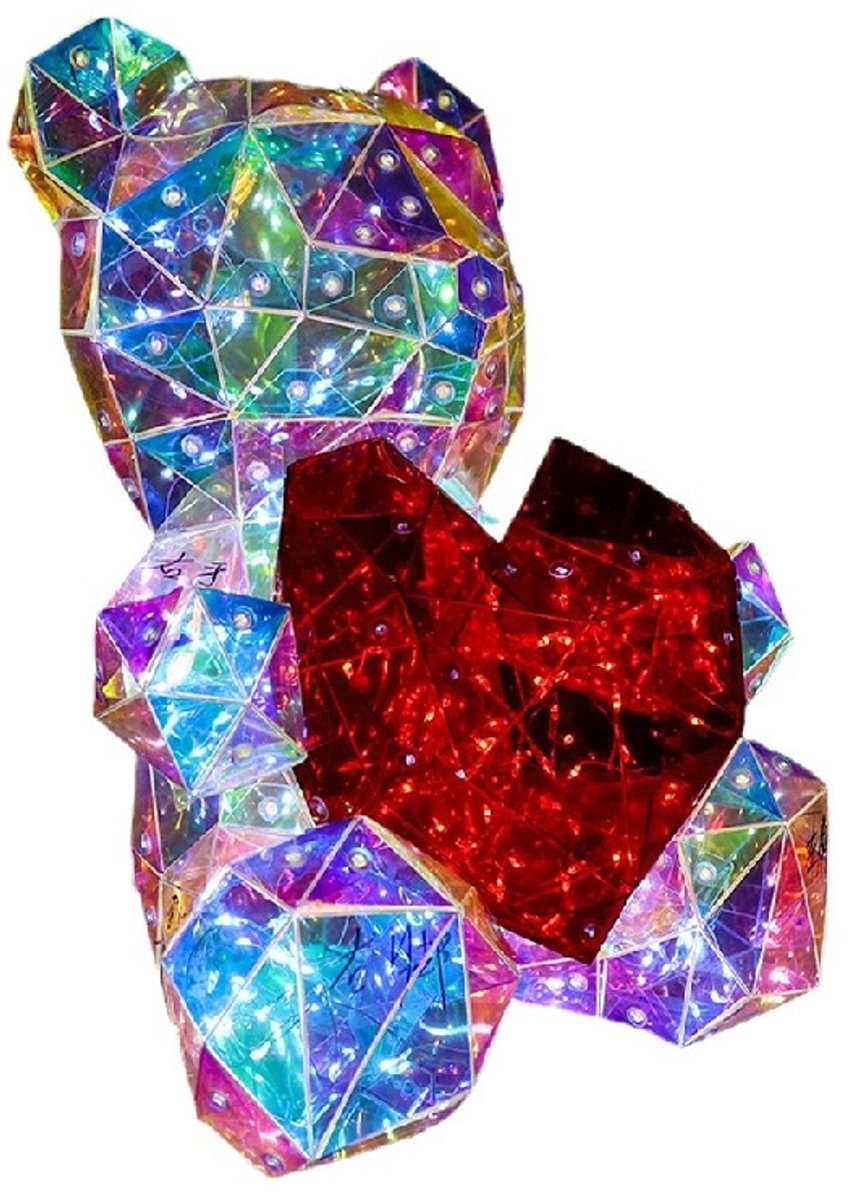 longziming -Prismatic Bear LED Nachtlamp – 3D Holografische Regenboog Verlichting – Handgemaakte Decoratieve Tafellamp – Perfect Cadeau voor Meisjes en Tieners