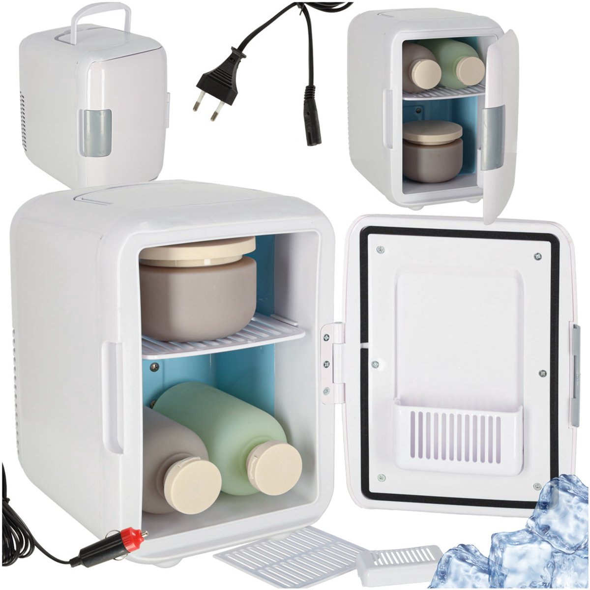 MOZY® - Draagbare Koelkast - 4 Liter - Wit - voor Koelen en Verwarmen - Draagbeugel - Energiezuinig - Autokoelkast - Reiskoelkast - Medicijnkoelkast